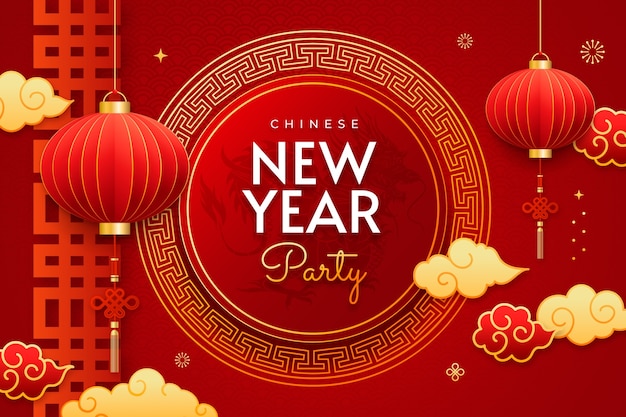 Gratis vector gradiënt achtergrond voor het chinese nieuwjaarsfeest