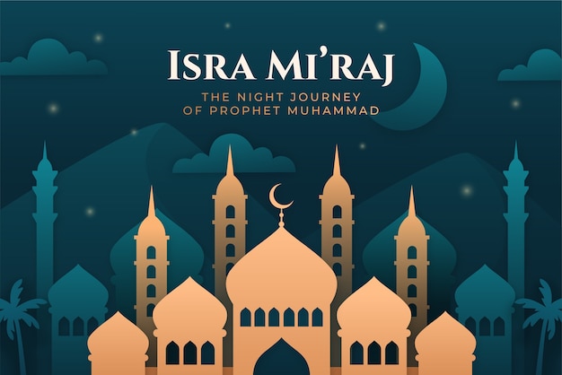 Gratis vector gradiënt achtergrond voor isra miraj