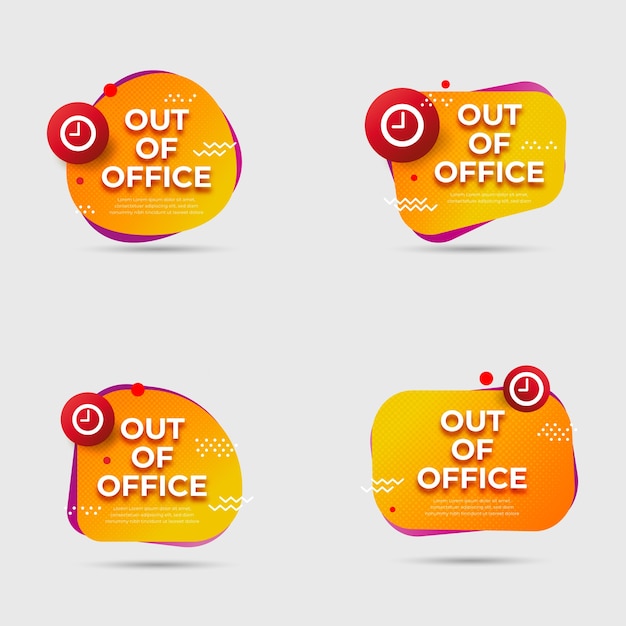 Gratis vector gradiënt afwezigheidsbadges set