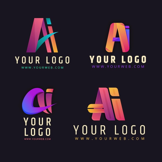 Gratis vector gradient ai logo sjabloonverzameling