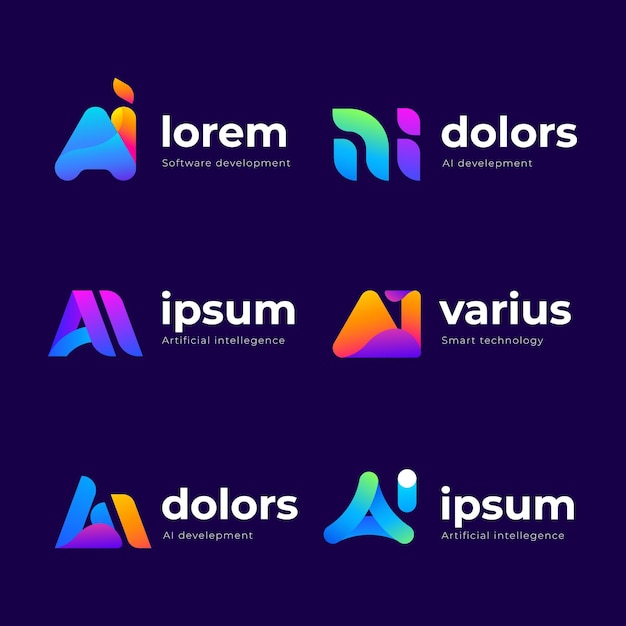 Gratis vector gradient ai logo sjabloonverzameling