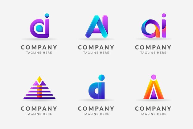 Gradient ai logo sjabloonverzameling