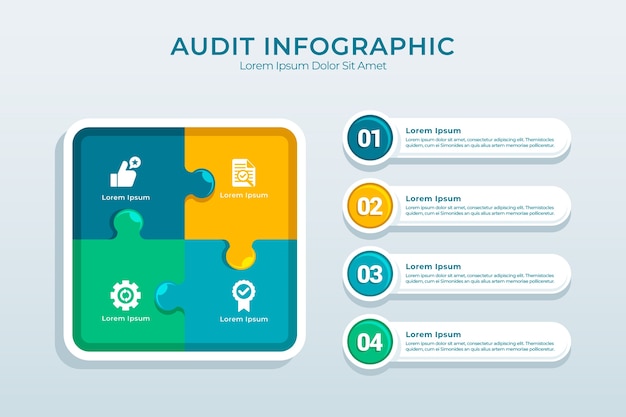 Gratis vector gradiënt audit infographic sjabloon