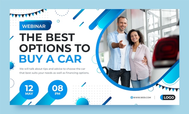 Gratis vector gradiënt autodealer webinar sjabloon