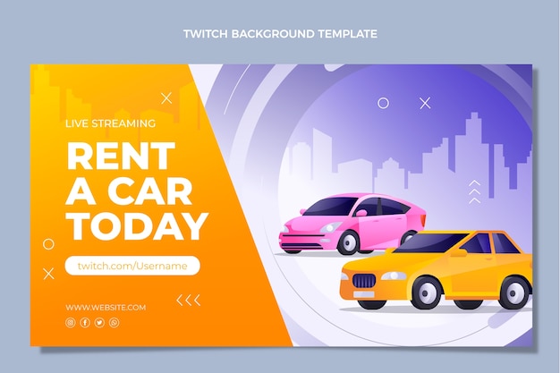 Gratis vector gradiënt autoverhuur twitch achtergrond