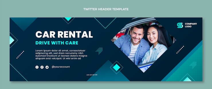 Gratis Vector gradient autoverhuur twitter header