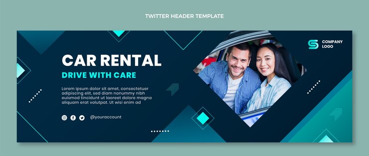 Gratis Vector gradient autoverhuur twitter header