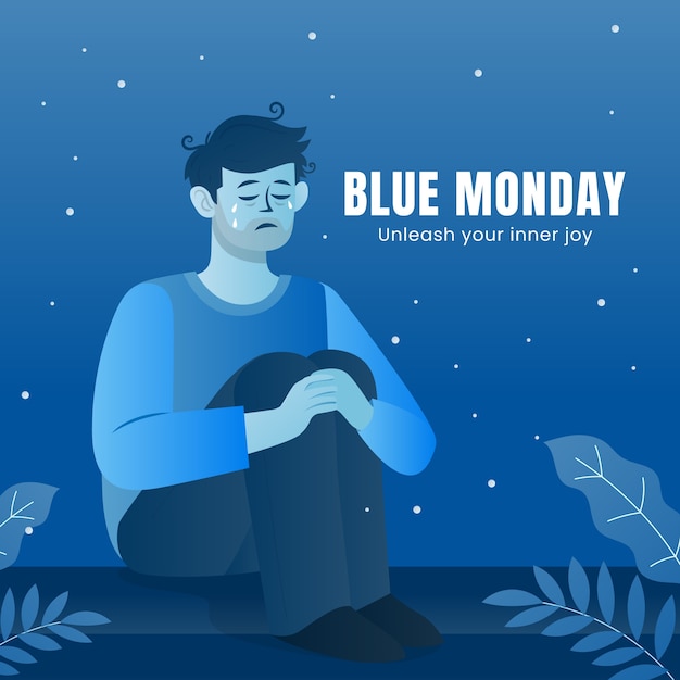 Gradiënt blauwe maandag illustratie