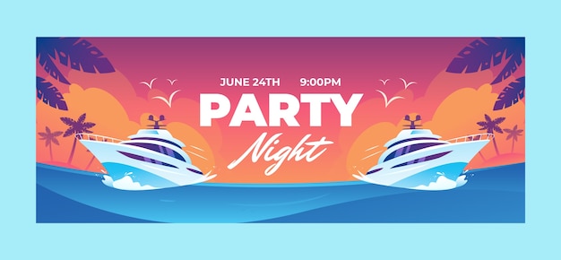 Gratis vector gradient boat party facebook omslag