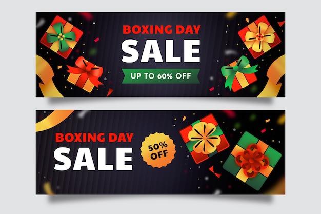 Gradiënt boxing day horizontale banners set