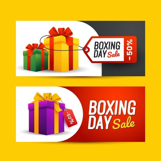 Gradient boxing day sale banners set