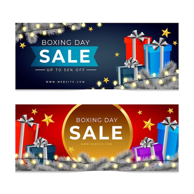 Gradient boxing day sale horizontale banners set