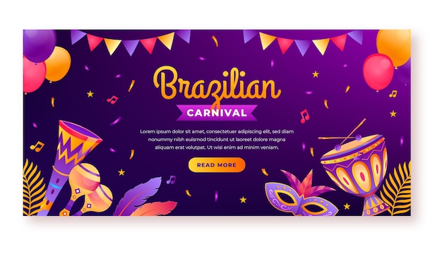 Gradiënt braziliaans carnaval horizontaal bannermalplaatje