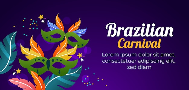 Gradiënt braziliaans carnaval horizontaal bannermalplaatje