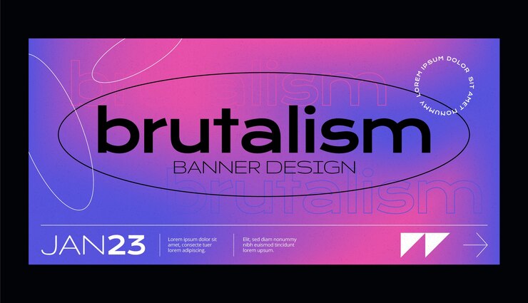 Gratis Vector gradiënt brutalisme horizontale sjabloon voor spandoek