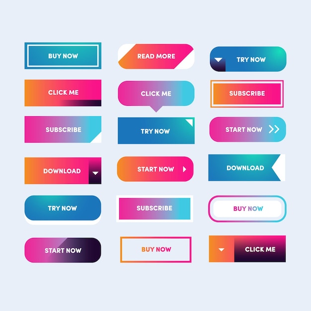 Gratis vector gradient call-to-action-knoppenpakket