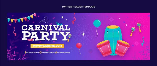 Gratis vector gradient carnaval twitter header