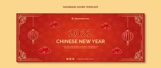 Gratis vector gradiënt chinees nieuwjaar social media voorbladsjabloon