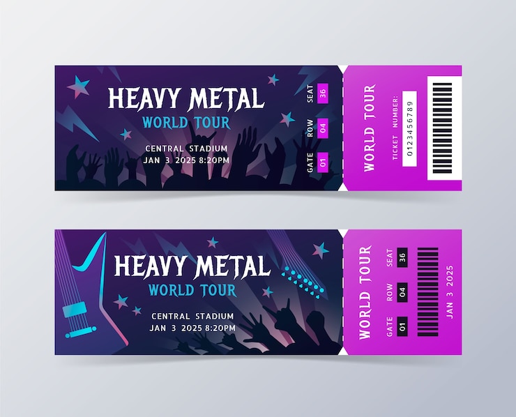 Gratis Vector gradiënt concert kaartje sjabloon