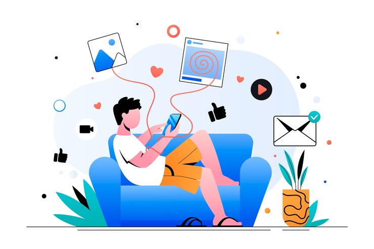 Gratis Vector gradiënt cyberziekte illustratie