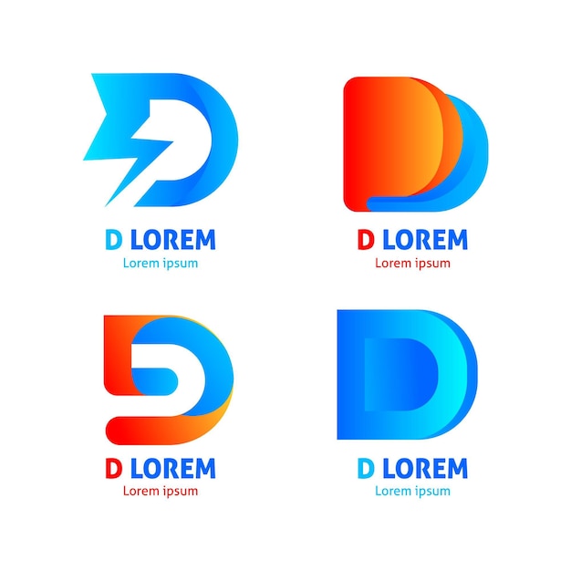 Gratis vector gradient d logo sjabloonverzameling