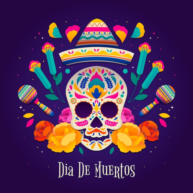 Gratis vector gradiënt dia de muertos viering illustratie