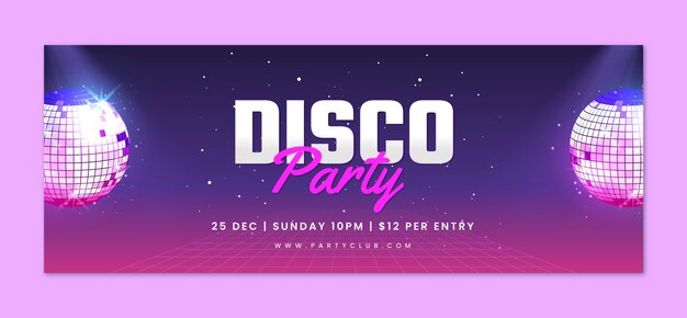 Gradient disco party facebook cover sjabloon