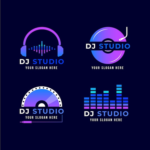 Gratis vector gradient dj-logo-collectie