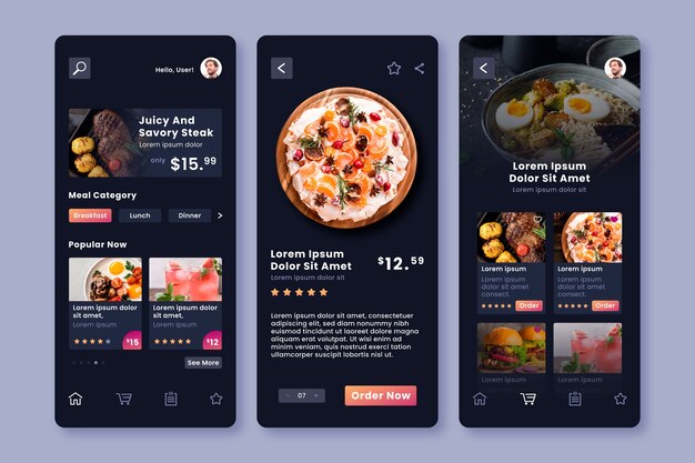 Gradiënt donkere modus app-sjabloon