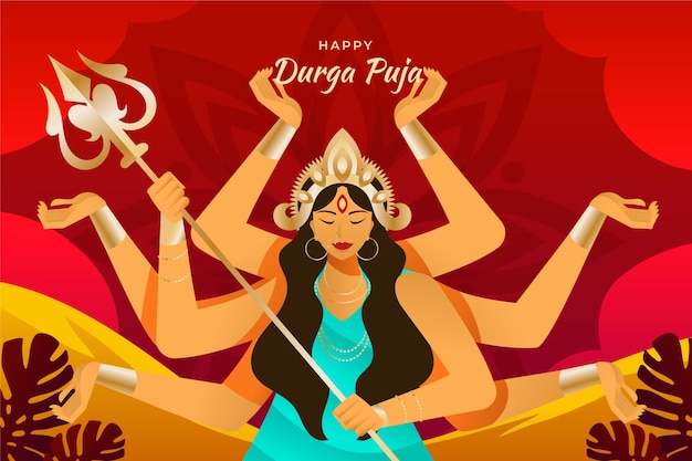 Gratis vector gradiënt durga puja achtergrond