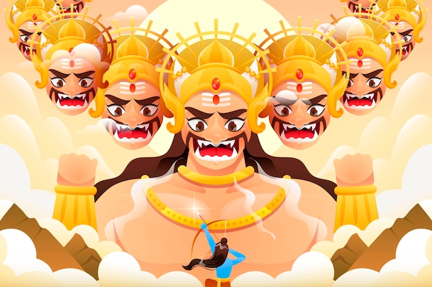 Gratis vector gradiënt dussehra achtergrond