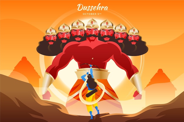 Gratis vector gradiënt dussehra illustratie