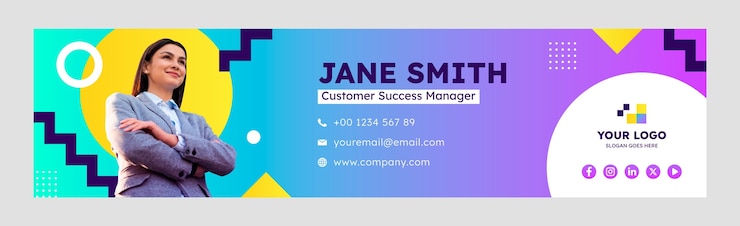 Gratis Vector gradiënt e-mail handtekening sjabloon