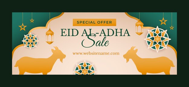 Gratis vector gradient eid al-adha facebook omslag