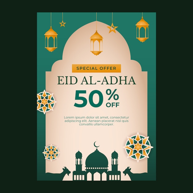 Gratis vector gradiënt eid al-adha poster