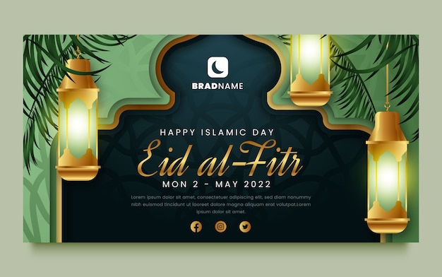 Gratis vector gradiënt eid al-fitr social media postsjabloon