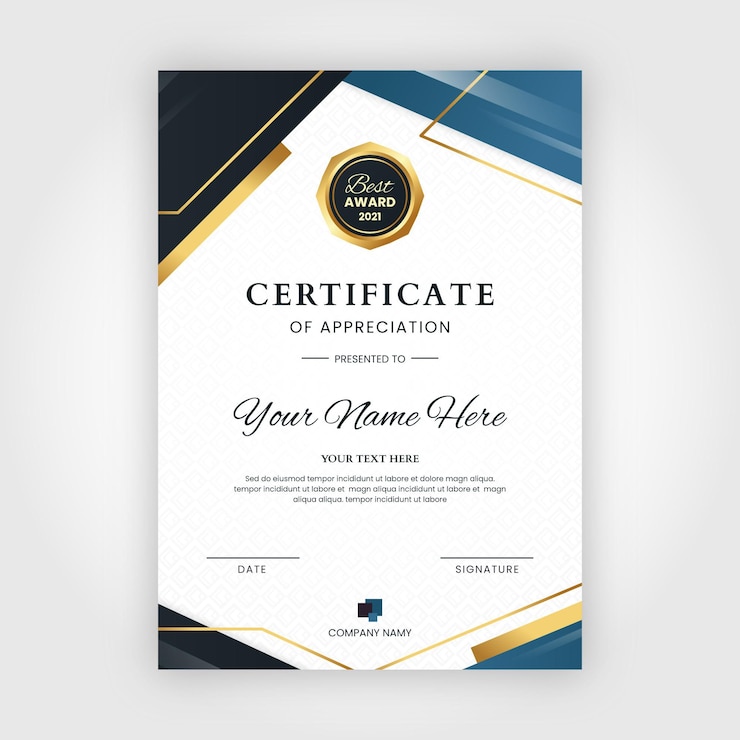 Gratis Vector gradiënt elegant certificaatsjabloon