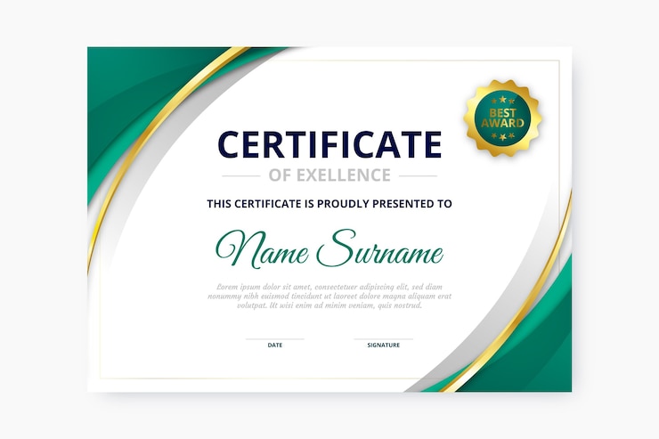 Gratis Vector gradiënt elegant certificaatsjabloon
