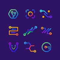 Gratis vector gradient elektronica logo-collectie