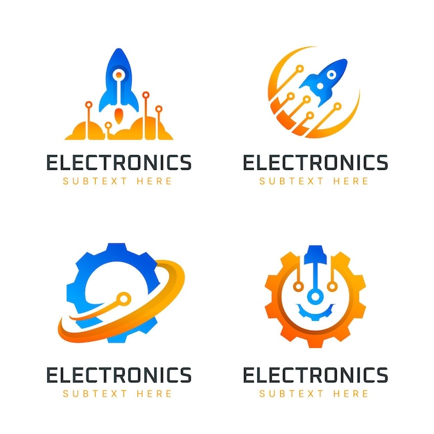 Gratis vector gradient elektronica logo-collectie