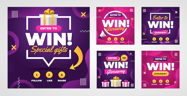 Gratis vector gradient enter om instagram-post te winnen