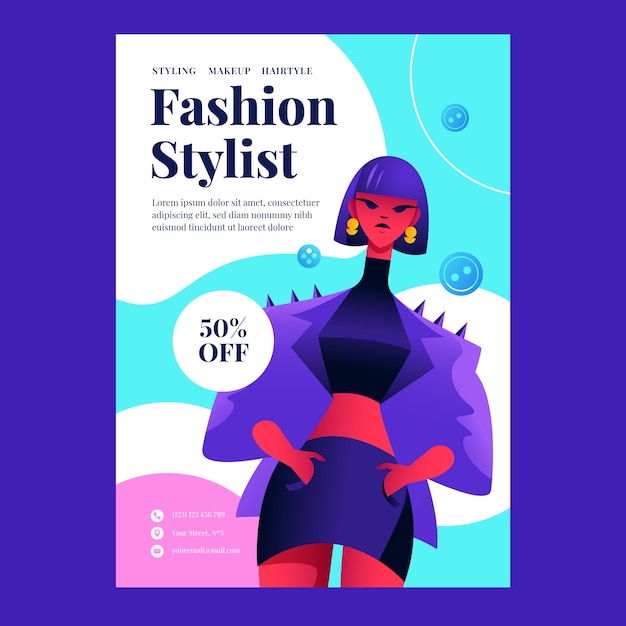 Gratis vector gradiënt fashion stylist poster