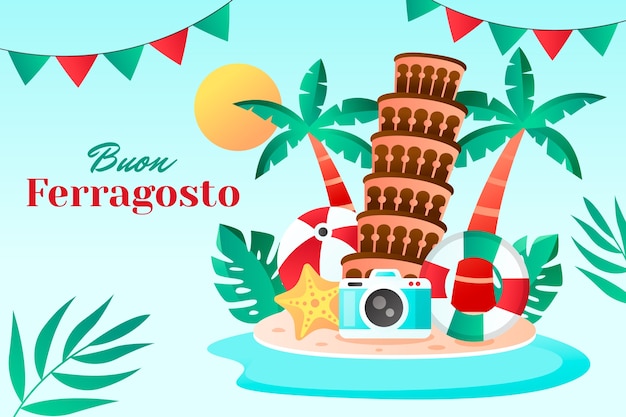 Gratis vector gradiënt ferragosto-achtergrond