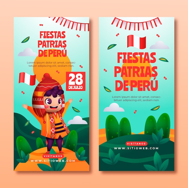 Gradient fiestas patrias peru verticale banners collectie