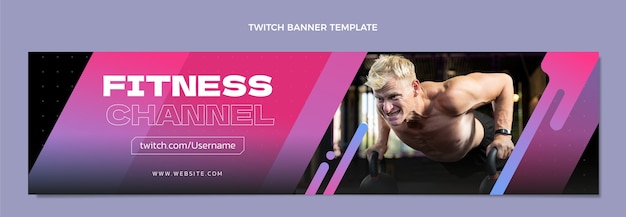 Gratis vector gradiënt fitness twitch banner