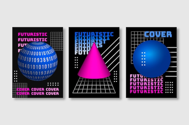 Gratis vector gradient futuristische covercollectie