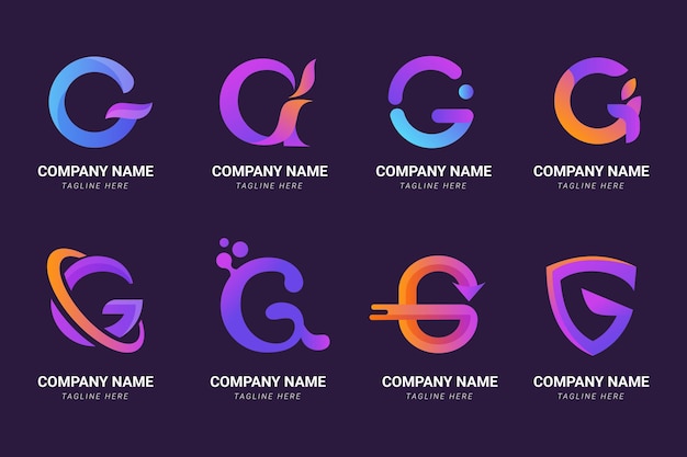 Gratis vector gradient g-brieflogo-collectie