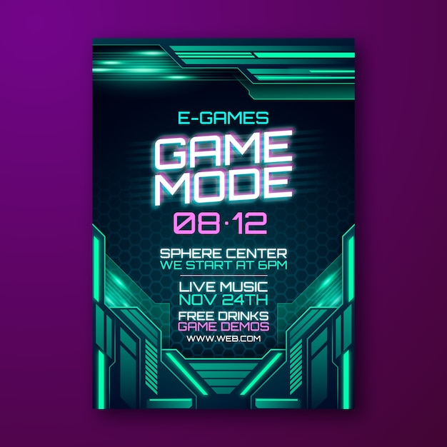 Gratis vector gradiënt gameconcept poster