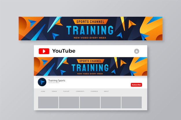 Gratis vector gradiënt gekleurde creatieve youtube-banner