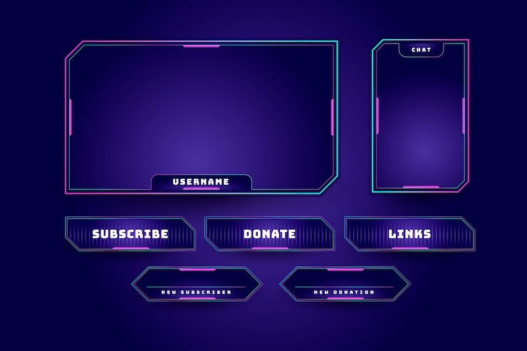Gratis Vector gradiënt gekleurde twitch panelen pakket